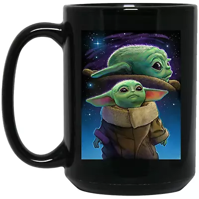 Baby Yoda Grogu Mandalorian Star Wars Evening 15 Oz Ceramic Black Coffee Mug Cup • $18.99