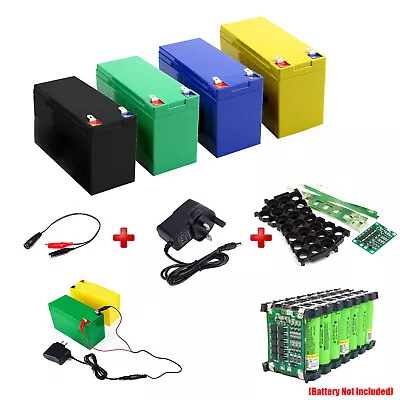 DIY 12V 3S7P Rechargeable Battery Pack Box With 40A BMS + UK Charger + Holder • £11.88