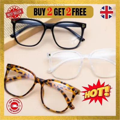 Fake Square Frame Clear Lens Geek Glasses UV Protection Nerd Unisex Fashion HOT • £3.95