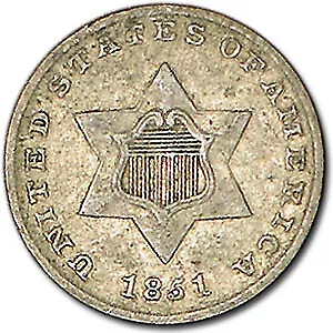 1851 Three Cent Silver VF • $160.42