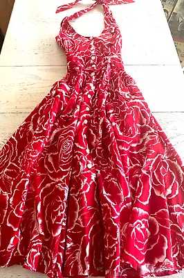 Vintage 1980's Red And White Floral Sundress - So Pretty - Excellent Condition! • $34