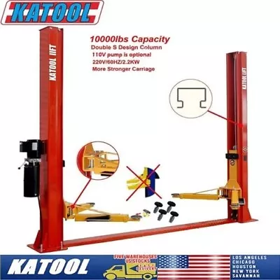 Clear Floor Two Post Garage Auto Lift Two Post Car Lift Of KT-H100 Free Shipping • $2499