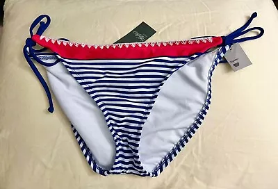 Women's Large Mossimo Hipster String Bikini Swimsuit Bottom-Blue & White Stripes • $8.99