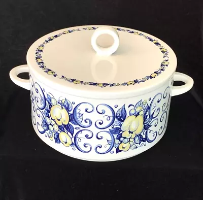 Villeroy & Boch Cadiz Tureen & Lid / Covered Casserole 8  Blue & Yellow Design • $79.99