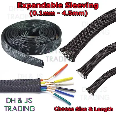 £2.69 • Buy Expandable Sleeving Black Braided Cable Tidy Wire Harness Flexible Polyester 
