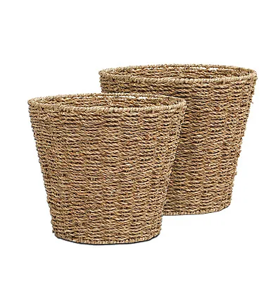 Waste Paper Bin/Basket/Storage - Ideal For Home Office Set Of 2 Seagrass Round • £16.99