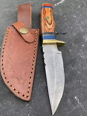 8”Handmade /Forged Damascus Steel Knife W/ Wood Handle& Sheath ZH 13/Axe/pro Max • $45