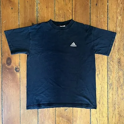 Vintage Adidas Crewneck T-shirt; Mens Medium; Black; Embroidered Logo; Original • $25