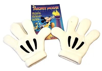 Vintage Disney Mickey Mouse 12 Inch Gloves And 1992 Guide For Parents Magazine • $20