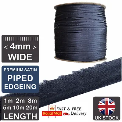 Flanged Piping Cord For Cushions 10mm Bias Cut Satin  GREY For Sewing Upholstery • £1.99