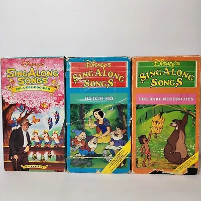 Disney Sing Along Songs 3-VHS Bundle Heigh-Ho Zip-A-Dee-Doo-Dah Bear Necessity • $18.99