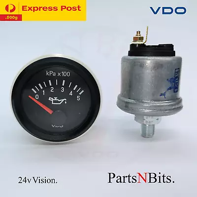 VDO 24v 52mm VISION 500kpa OIL PRESSURE GAUGE AND SENDER AUTOMOTIVE  • $124.24