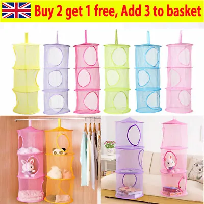 £5.77 • Buy 3 Shelf Hanging Bag Door Holder Net Kids Toy Storage Organizer Closet Hanger YE