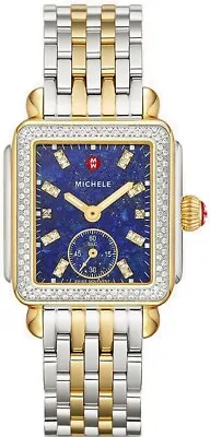 Michele Deco Mid Diamond Two-Tone Blue Lapis Diamond Dial Watch MWW06V000125 • $1775