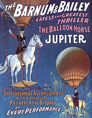 Poster Circus The Balloon Horse Jupiter Ascension Act Vintage Repro Free S/h • $20.06
