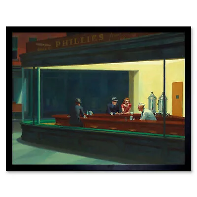 Edward Hopper Nighthawks Iconic Painting Wall Art Print Framed 12x16 • £26.99