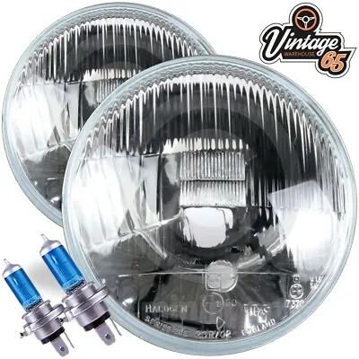 Classic Mini 7  Domed Sealed Beam Xenon Headlights Headlamps Halogen Conversion • $321.12