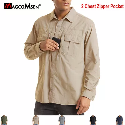 Mens Tactical Shirt Long Sleeve Fast Drying Military Shirt Work Hiking Tops Man • £27.59