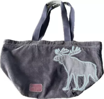 Vintage Y2K Abercrombie Moose Tote Bag Brown Corduroy Logo Embroidered • $22.99