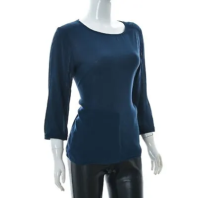 Marc O'Polo Womens Round Neck 3/4 Peasant Puffed Sleeve Top Size 40 D.Blue Shirt • £24.20