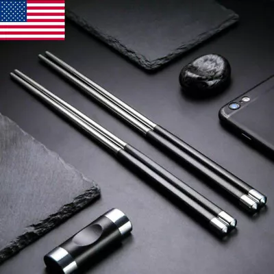 1 Pair High Grade Reusable Chopsticks Metal Chinese Stainless Steel Chop Sticks • $4.14