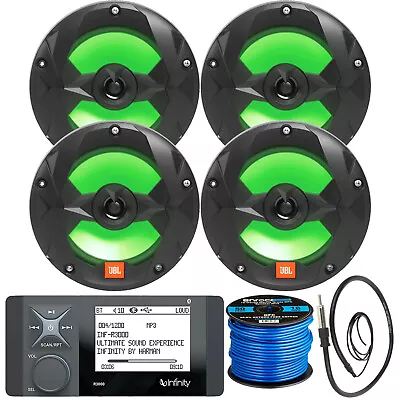 Infinity R3000 Bluetooth Radio 4x 6.5  Black Marine LED Speaker Wire Antenna • $407.99