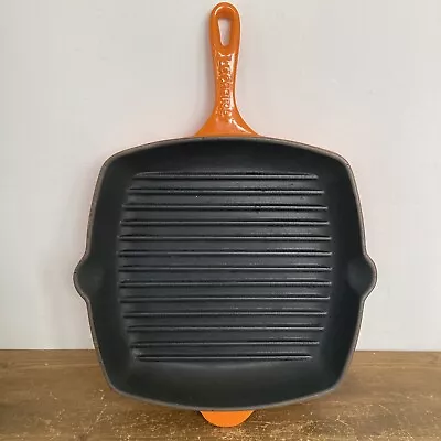 Le Creuset Cast Iron Grill Pan Volcanic Orange  Skillet Griddle • £49.95