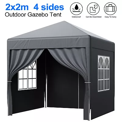 Pop Up Gazebo Marquee 2x2m Garden Waterproof Camping Canopy Party Tent -3 Colour • £77.99