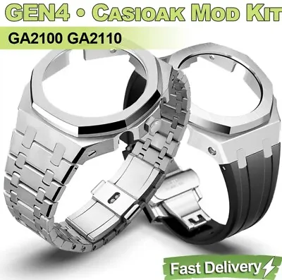 For G-Shock GMAS2100 Watch Band Casioak Steel Mod Kit Stainless Steel Case Strap • $104.95