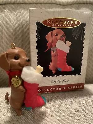 Hallmark 6th In Series Keepsake Ornament Puppy Love Dachshunds  1996 W Box • $9