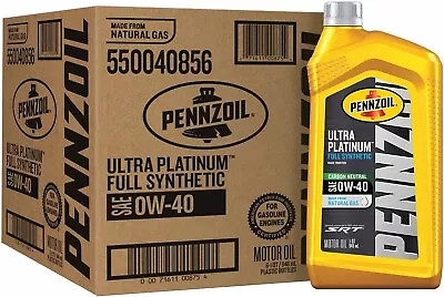 Pennzoil Ultra Platinum Full Synthetic 0W-40 Motor Oil (1 Quart Case Of 6) New • $53.49