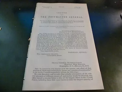 Government Report 1875 Superintendent Railway-Service Question Merchandise Mails • $22