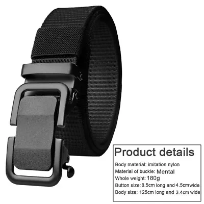 Tactical Men's Nylon Belt 1.3  Automatic Buckle With Slide Ratchet Belts Waist • $11.49