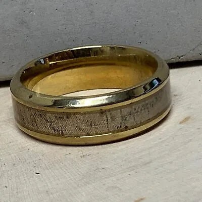 Mens Size 12 Gold Ring Faux Antler Inset Jewelry Everyday Wedding Band Hunting • $5.99