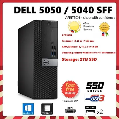 £235 • Buy Dell OptiPlex 5050 5040 SFF Intel I7-6700 2TB SSD 64GB RAM FAST Desktop PC HDMI