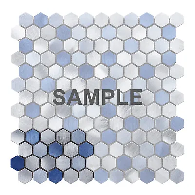 Blue Marble Metallic Aluminum 1  Hexagon Mosaic Tile Kitchen Wall Backsplash • $3.99