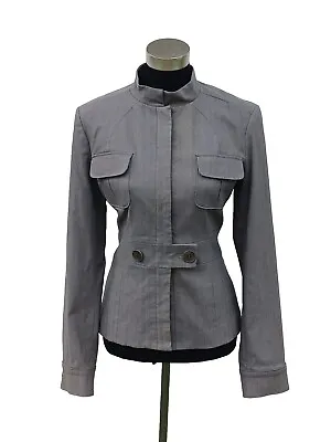 To The Max Suit Jacket Sz L Gray Mandarin Stand Up Collar Military Style 10 12  • $37.49