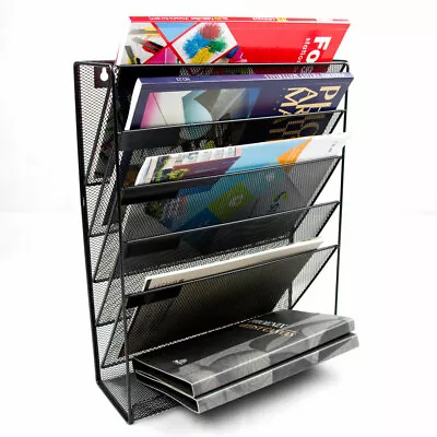 £18.50 • Buy Wall Mounted Magazine Rack Document File Holder Storage Organiser Metal Black