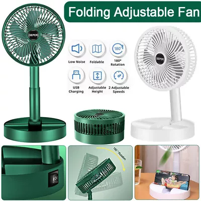 Cordless Fan Telescopic Folding Cooling Wireless Portable Rechargeable Fan # • £9.99