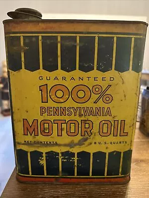 Vintage 100% Pennsylvania Motor Oil Can 2 Gallon  • $299