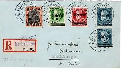 Saar Germania Bavaria Mixed Postage Letter 20c Eschringen Registered Limestone Mountains • £1.81