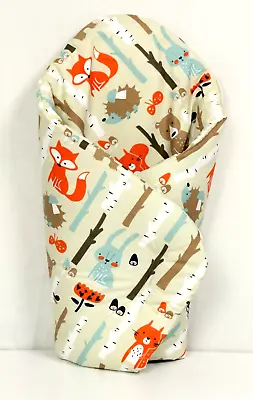 SWADDLE WRAP NEWBORN BABY BLANKET COTTON SLEEPING BAG Swaddling Beige Animals • £9.99