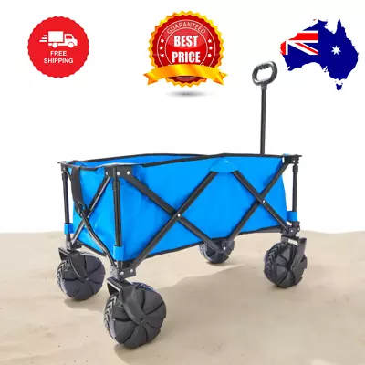 AU FOLDABLE WAGON BIG WHEELS  Collapsible Beach Trolley Outdoor Garden Cart Kids • $103.95