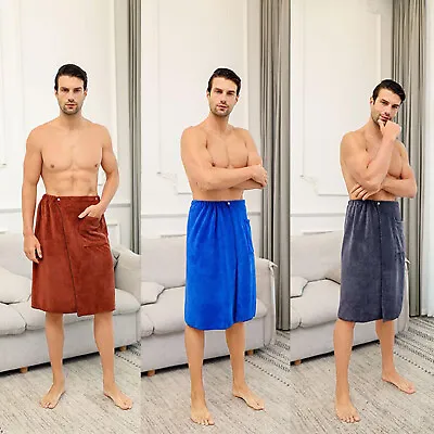 Men's Microfiber Bath Wraps Spa Sauna Wrap Towel Bath Towels With PocketTowel • $21.95