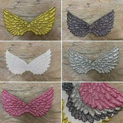 £4.99 • Buy Large Angel Wings, 10 Pack, 5 Colours Appliques Christmas Craft Cards Sparkly