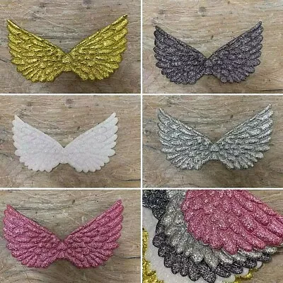 Large Angel Wings 10 Pack 5 Colours Appliques Christmas Craft Cards Sparkly • £4.99