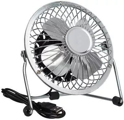 Desktop Cooling Fan 6-Inch USB Tilting Metal Shell & Aluminium Blades Chrome • £7.99