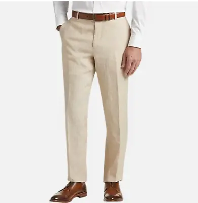 JOE Joseph Abboud Slim Fit 100% Linen Beige Suit Separates Pants Men 44 Unhemmed • $35.09