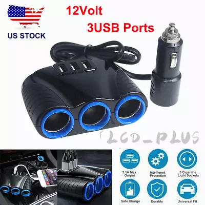 Car 12V Cigarette Lighter Socket Splitter 3.1A USB Charger Power Adapter Outlet • $6.49