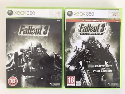 Fallout 3 & Game Add On Pack - Broken Steel And Point Lookout Xbox 360 • £7.99